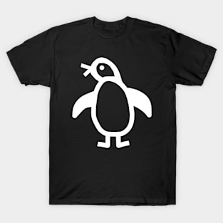 Cute Animals Minimal Penguin White Line Graphic T-Shirt